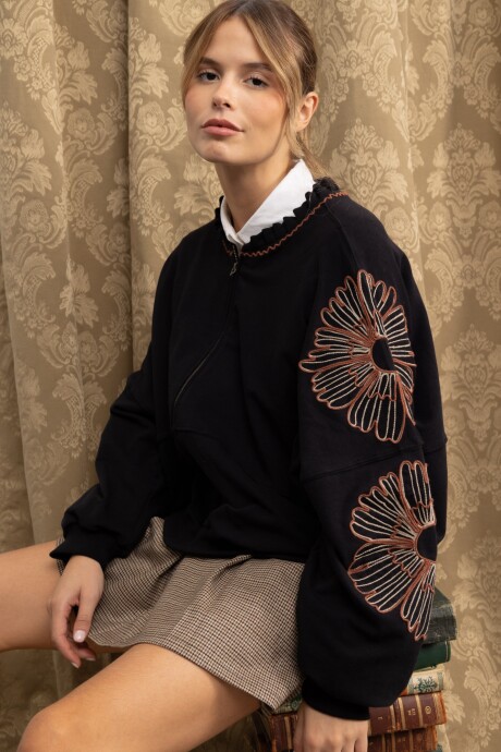 Campera Floral Negro