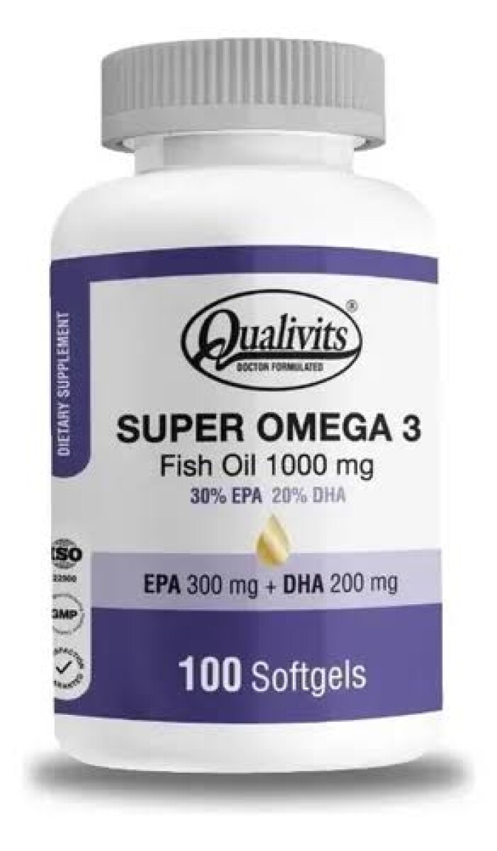 Super Omega 3 Fish Oil 1000 mg | 100 Cápsulas - Qualivits 
