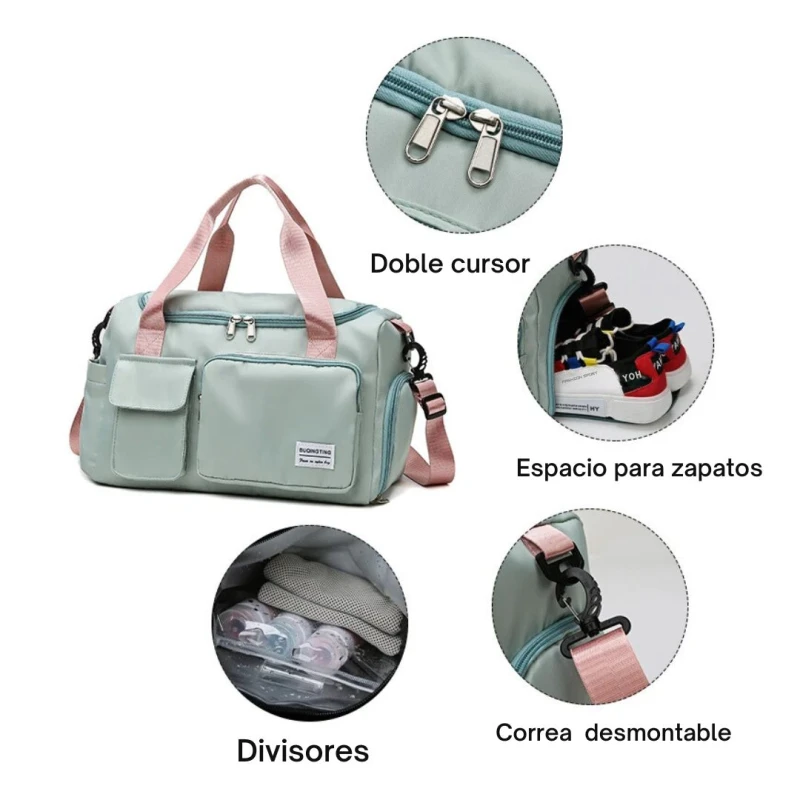 Bolso De Viaje Impermeable Con Compartimento Para Calzado Verde