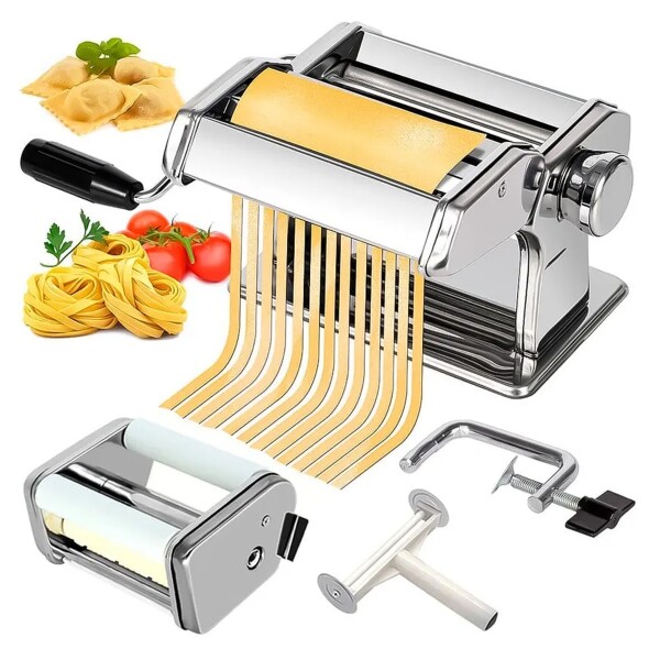 Maquina Para Hacer Tallarines Pastas Ravioles Y Estirar Masa Variante Color Plateado