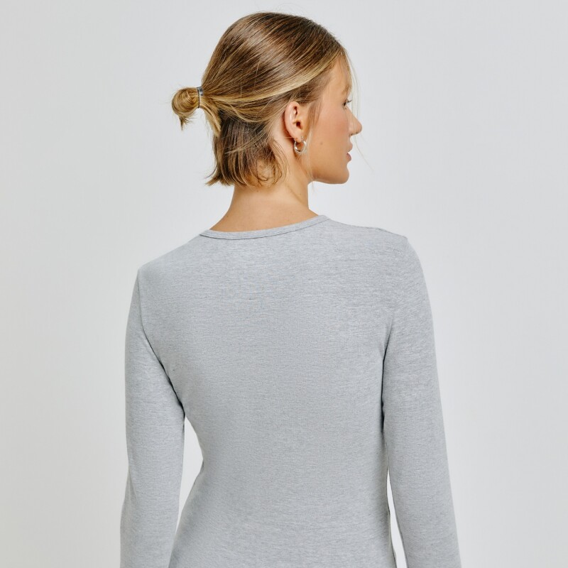 BLUSA ML FEM CINZA MESCLA