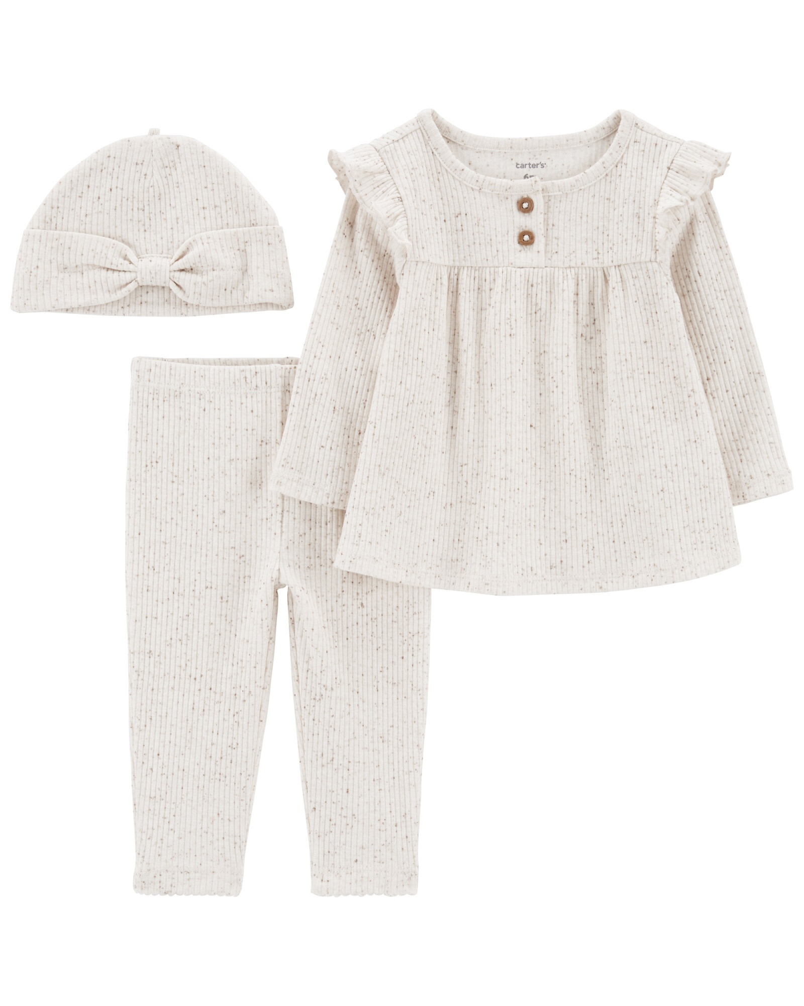 Set tres piezas de algodón, pantalón, blusa y gorro Set tres piezas de algodón, pantalón, blusa y gorro