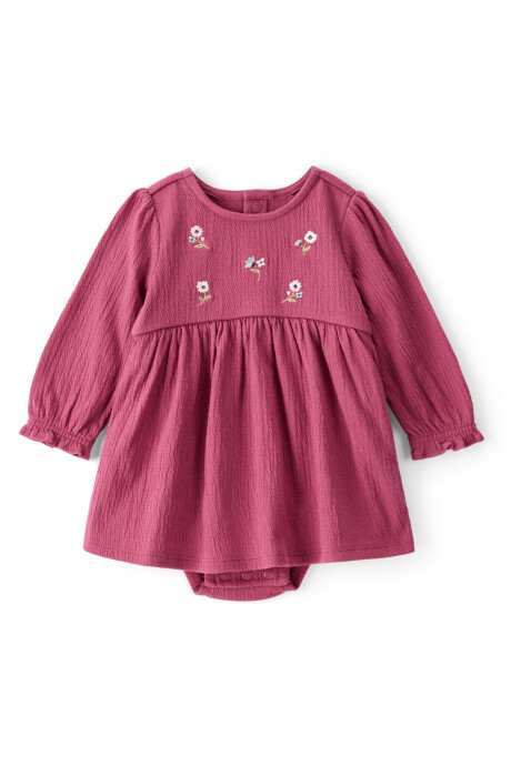 Vestido de jersey arrugado, con bordado floral Vestido de jersey arrugado, con bordado floral