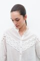 Camisa con puntilla calada blanco