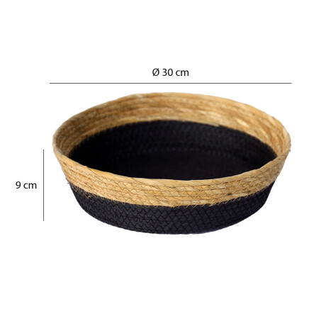 Cesto Canasto de Fibra Natural Paramount Decoración Ø30x9Cm Negro