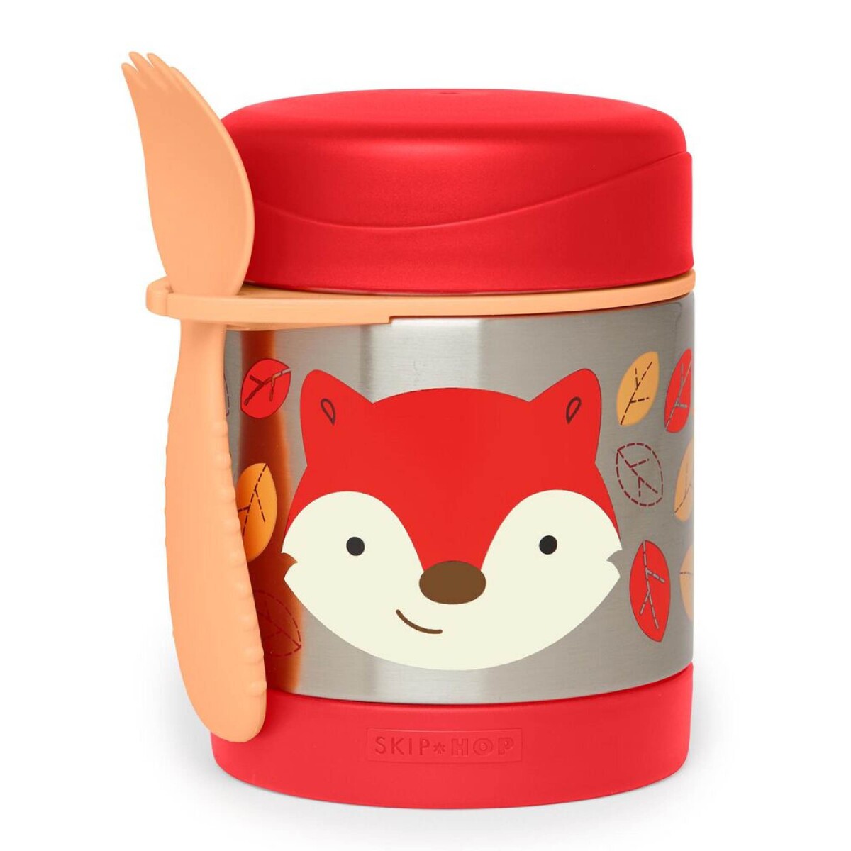 Tupper de acero inoxidable con cubierto, diseño zorro 