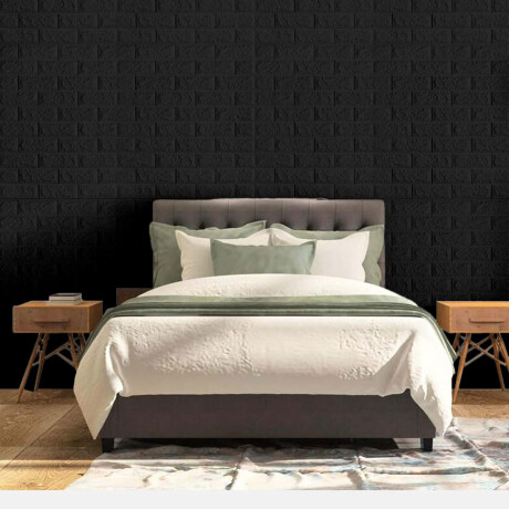 Set 12 Revestimiento 70x77 3D Ladrillo Adhesivo Pared Negro
