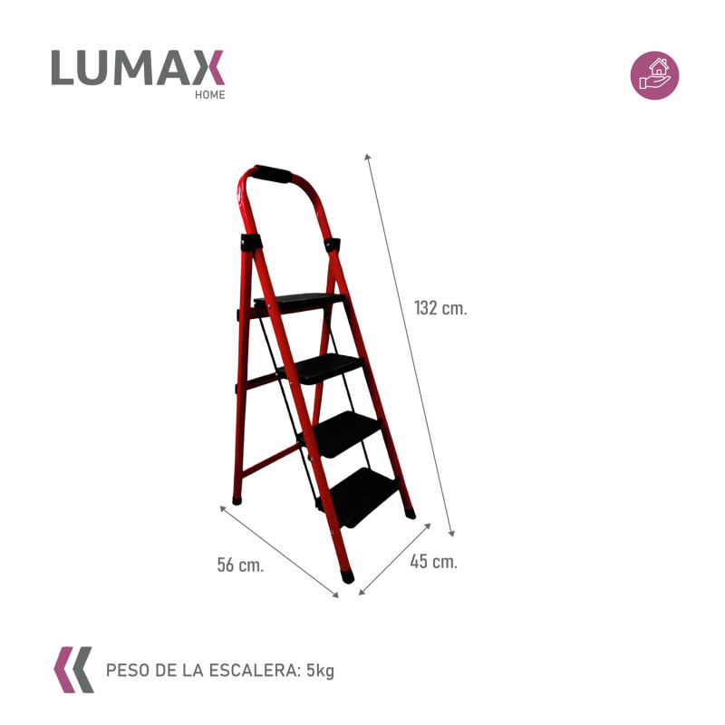 Escalera Tijera 4 Escalones De metal/plastico Rojo/Negro