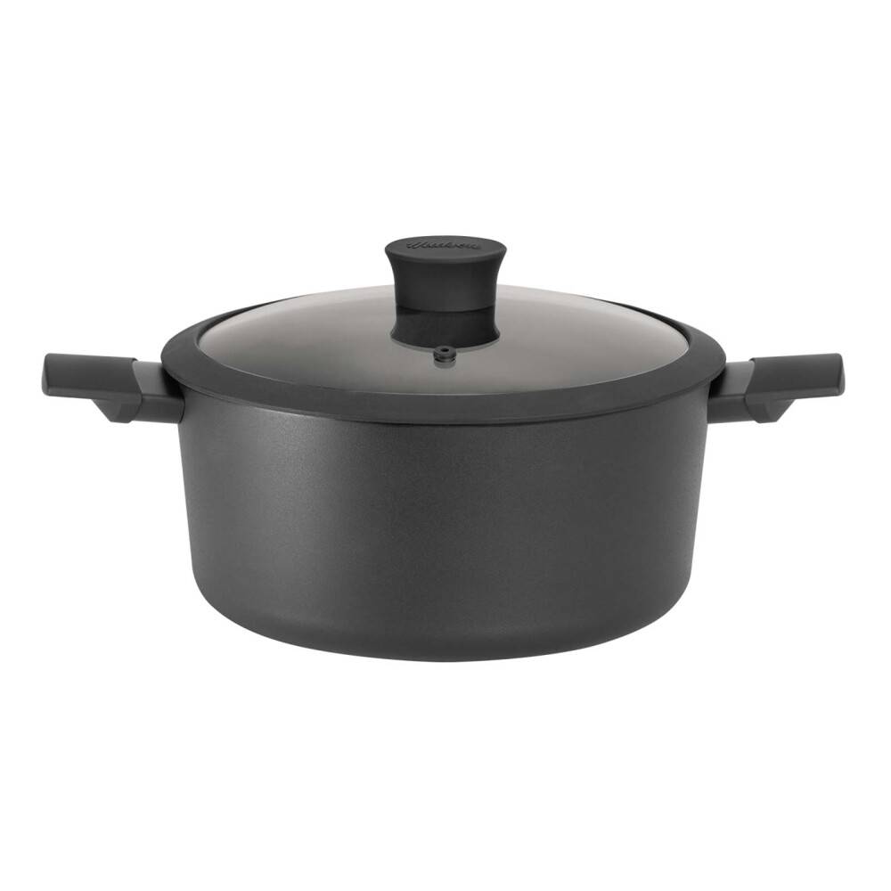 CACEROLA C/ANTIADHERENTE ALUMINIO NEGRO Y TAPA, NEGRO