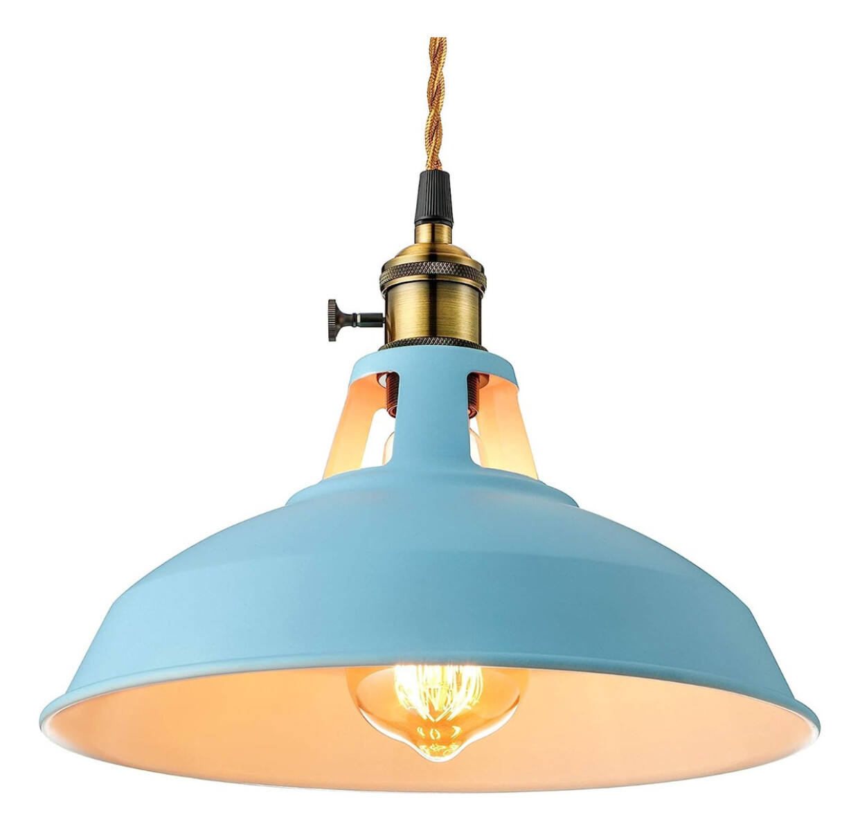 Lampara Colgante De Techo Metal Nordica Blanco Negro Luz - Azul 
