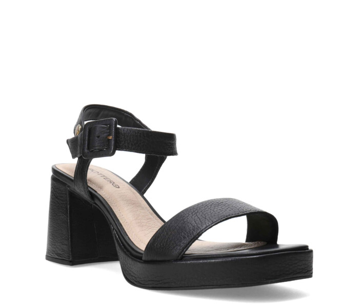 Sandalia con taco y plataforma Preto