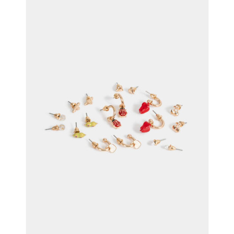 Set De Aros Esmaltados Dorado