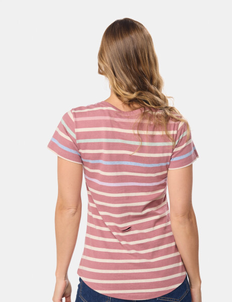 REMERA RAYADA Rosado