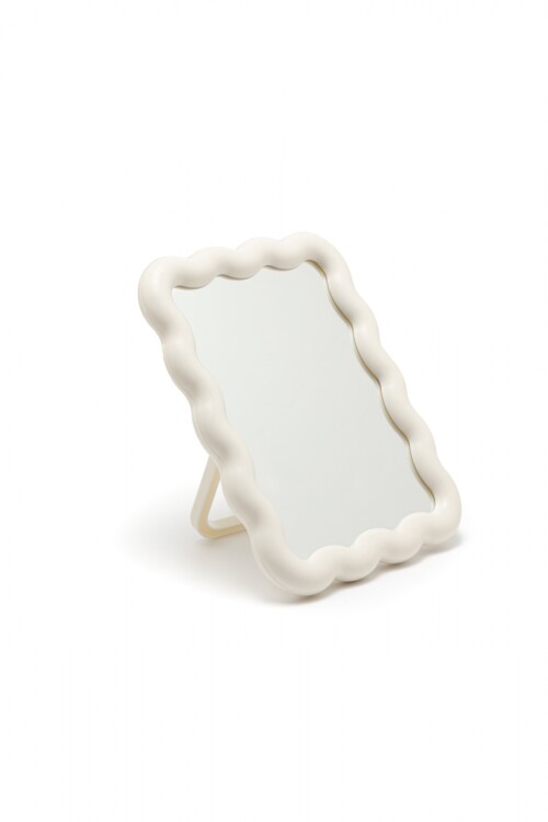 Espejo Ondeado Con Soporte Blanco