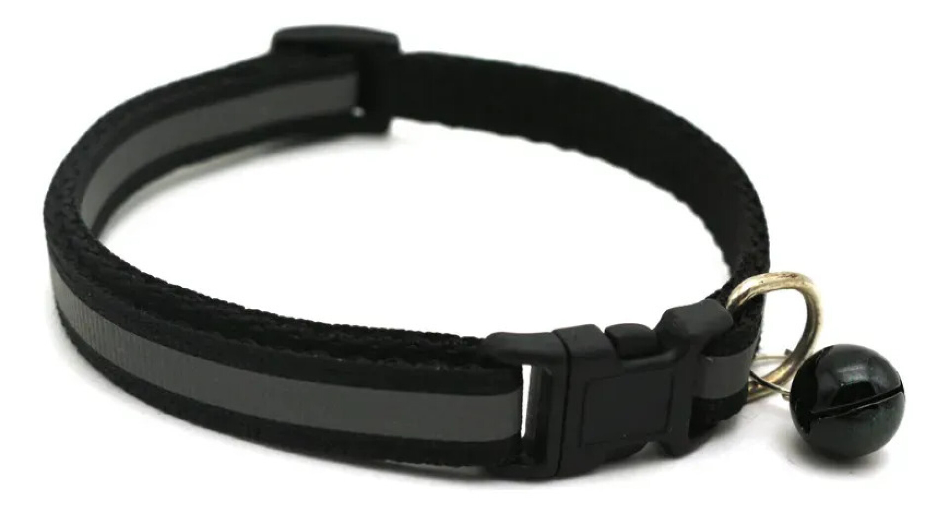 Collar Para Gato Ajustable Reflectivo Con Cascabel - NEGRO 