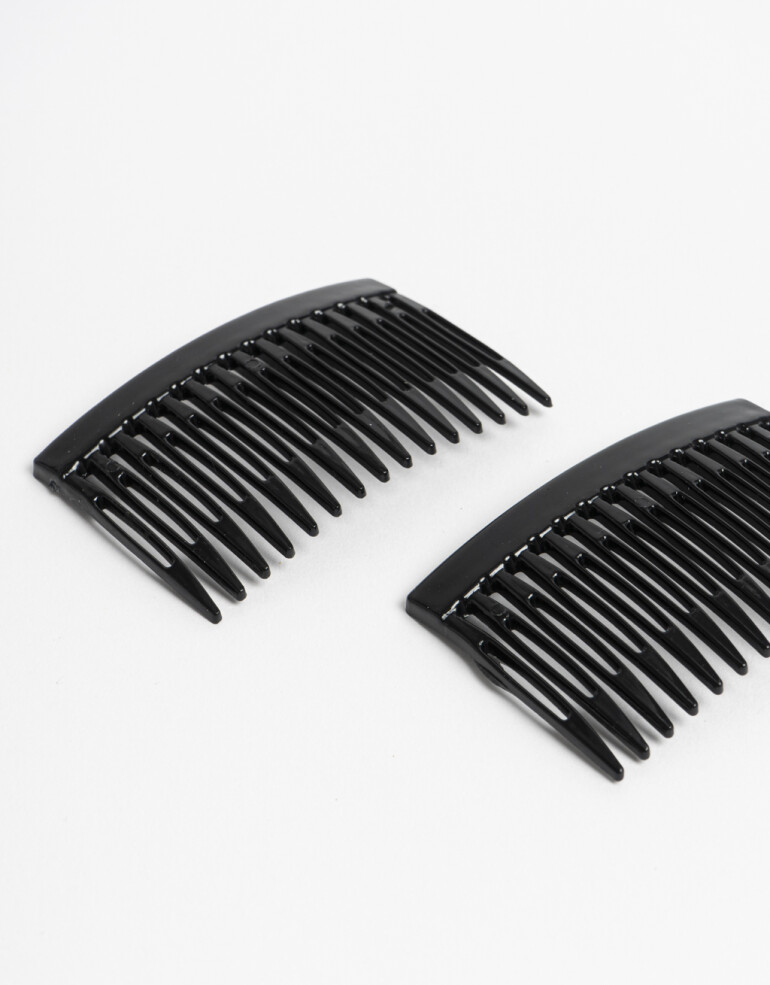 Peinetas y Palitos Acrilico Set De 2 Peinetas. - Negro
