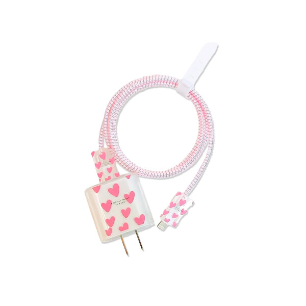 Kit de protectores para cargador de iPhone diseño corazón Kit De Protectores Para Cargador De Iphone Diseño Corazón