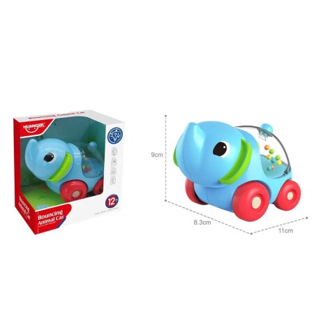 Autito Sonajero Animal Auto Rodante en Plástico Bebé Huanger Celeste