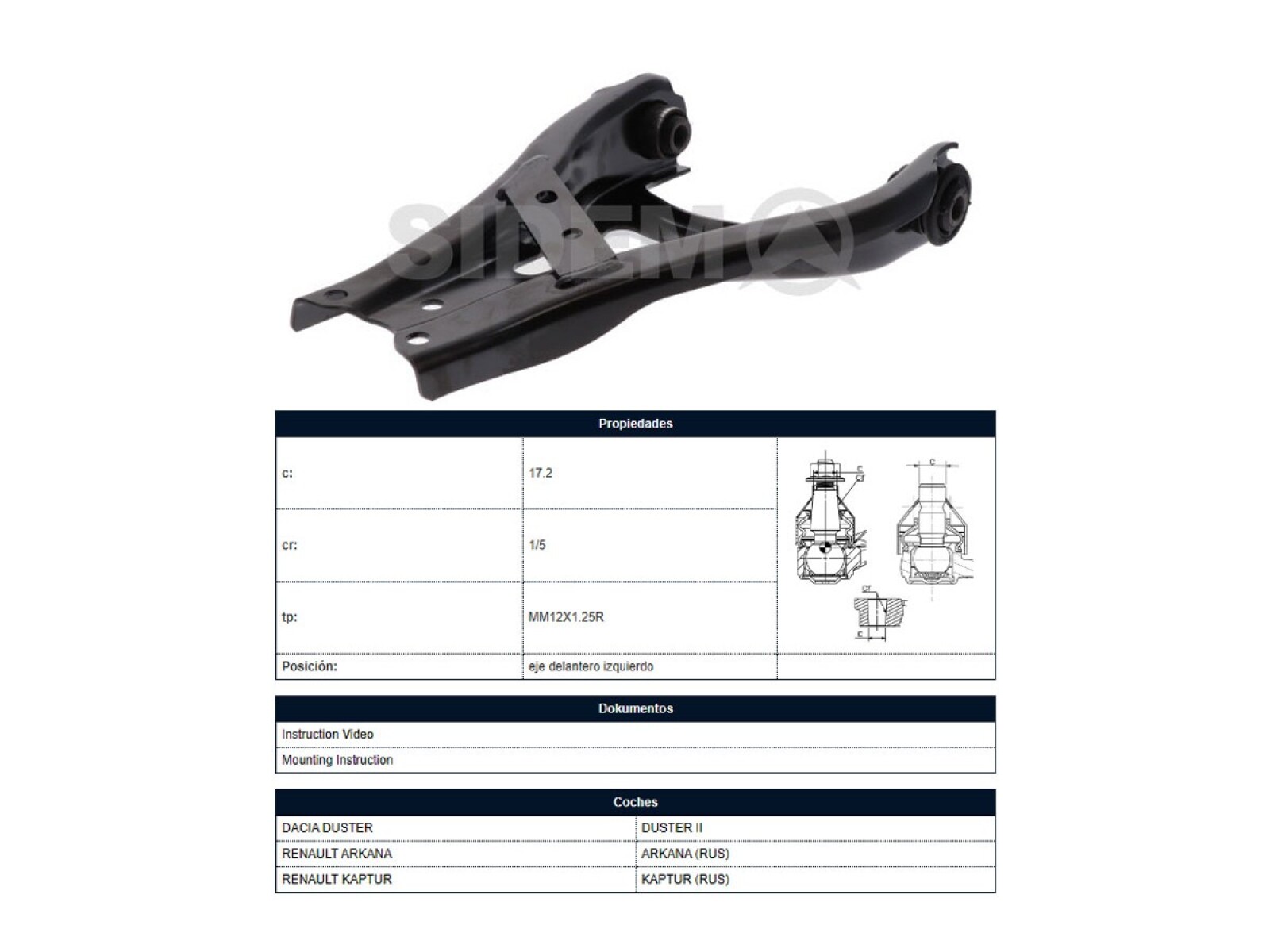 Parilla De Suspension Delantera Renault Oroch/Duster 21-25 Izq 