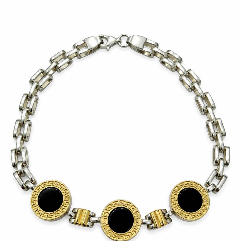 Pulsera con tres medallas de Onix Pulsera con tres medallas de Onix
