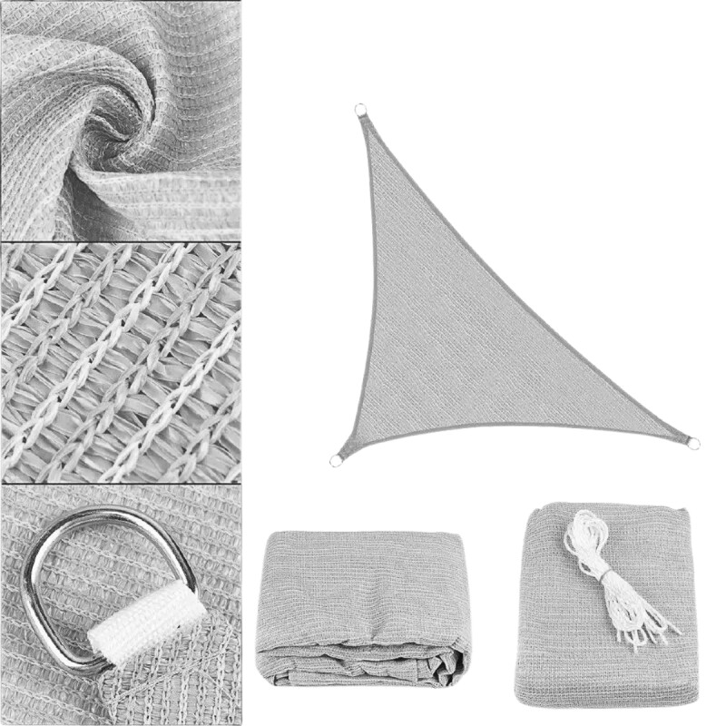 Lona vela triangular en malla sombra 3,6 mts GRIS