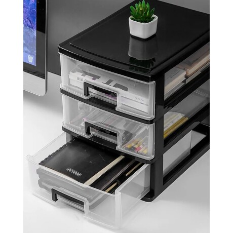 Cajonero organizador con 3 cajones 25x34x32cm Negro