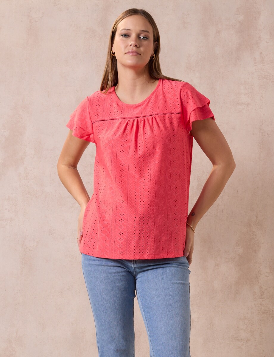 Blusa Pointelle - Coral 