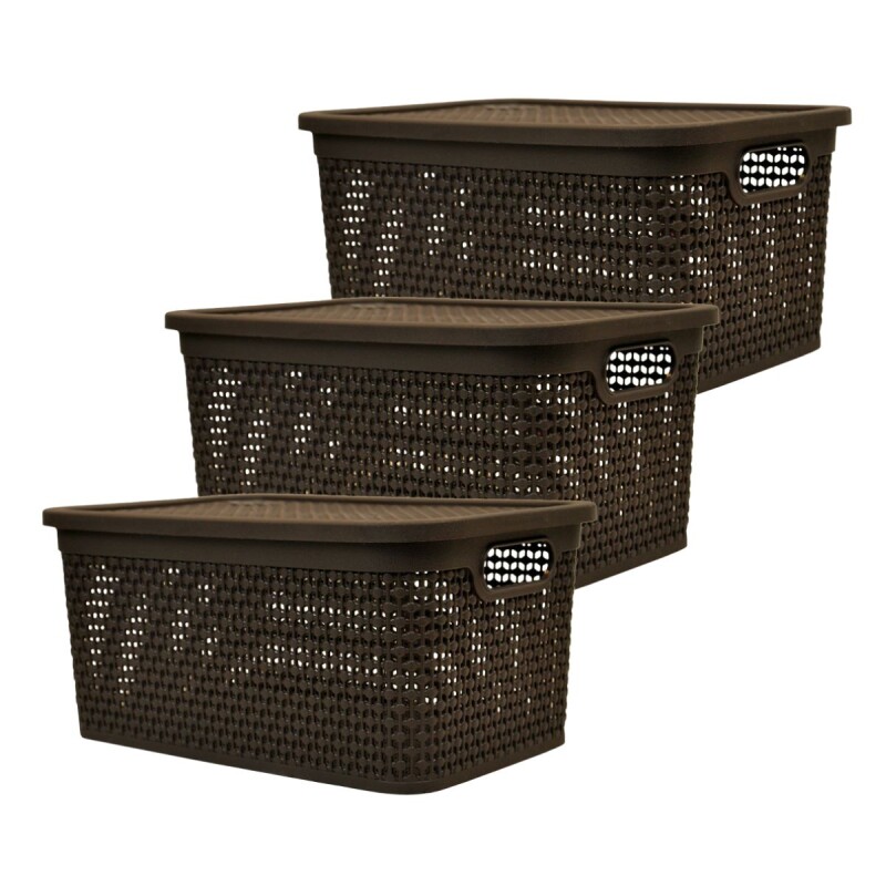 Set x3 Caja simil ratán 7,5lts CHOCOLATE