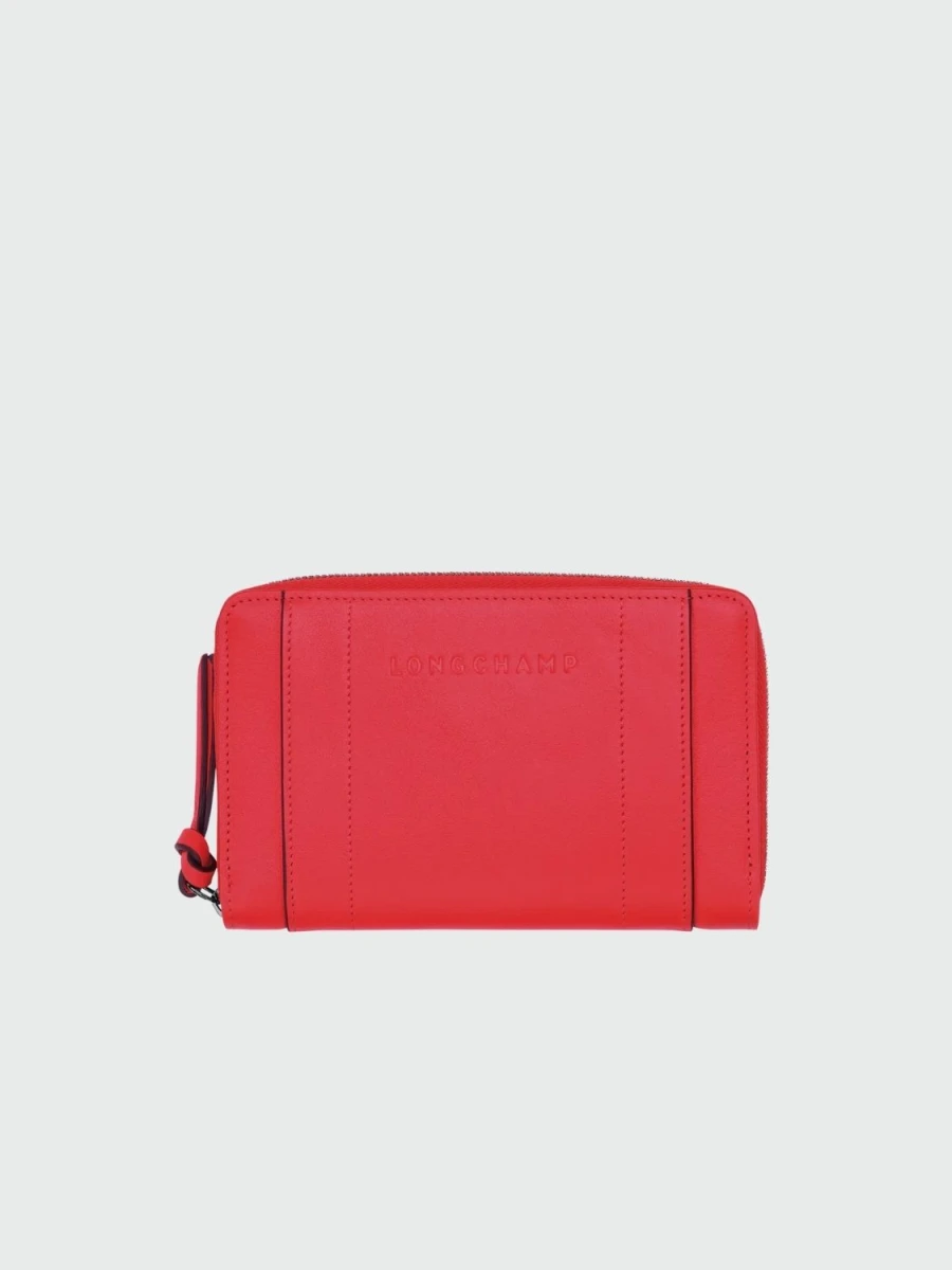 Longchamp -Billetera de cuero clásica, Le pliage 3D - Rojo 