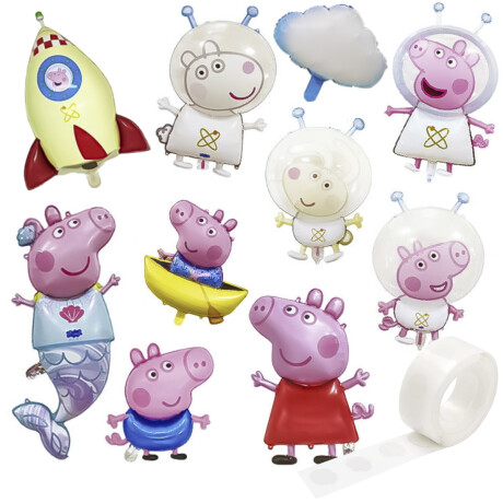Set Globos Metal Peppa Pig X10 Pcs Cumple +Cinta N11 Cot002004