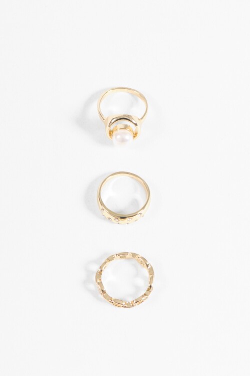 Set anillos perla dorado