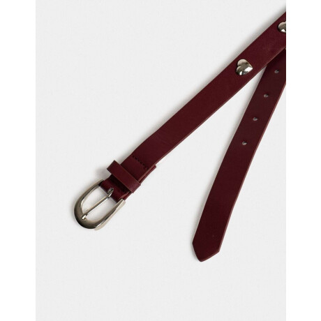 Cinturón Con Tachas Corazón Rojo Burdeaux