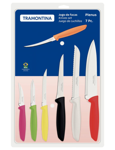 Juego de 7 cuchillos varios Tramontina Plenus mango en colores Juego de 7 cuchillos varios Tramontina Plenus mango en colores