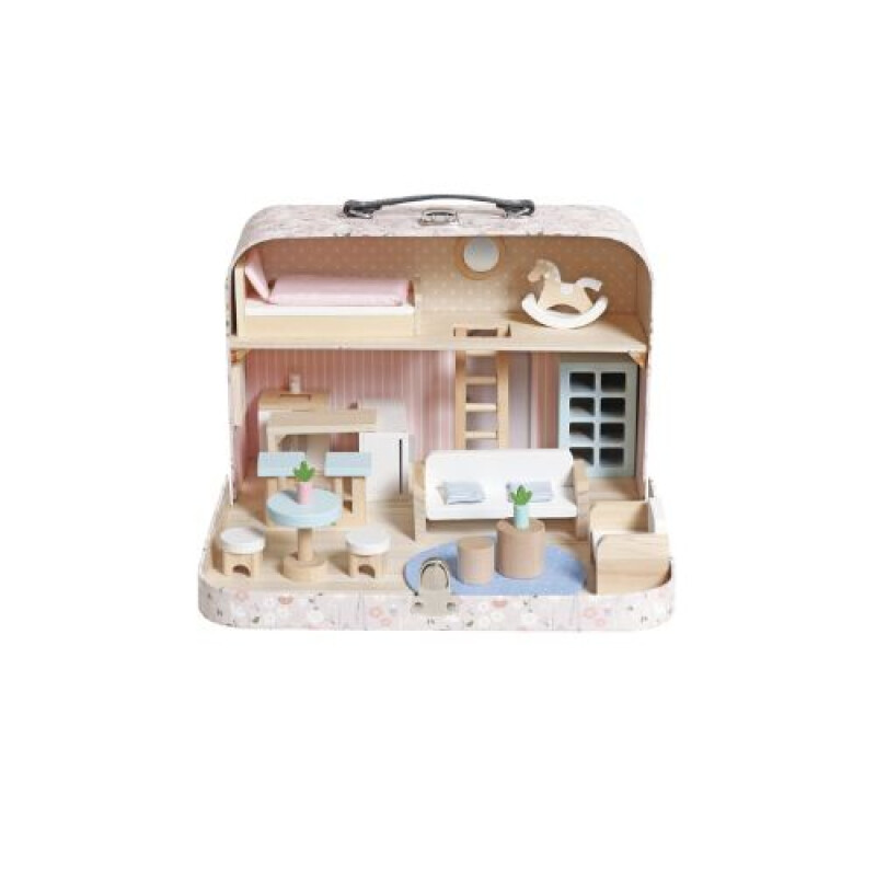 Casita de Muñecas de Madera Portatil en Valija Casita De Muñecas De Madera Portatil En Valija