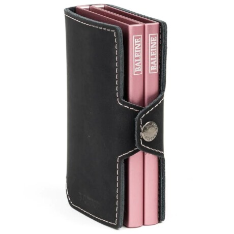 Billetera Baleine Double Kansas en Aluminio y Cuero con Protección RFID Dark Pink