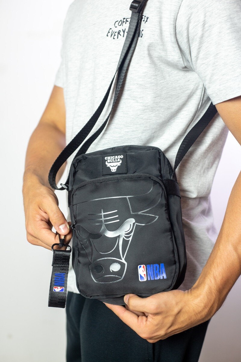Morral clásico doble cierre Chicago Bulls - NBA Negro