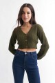 Cardigan con manga balloon VERDE OLIVA