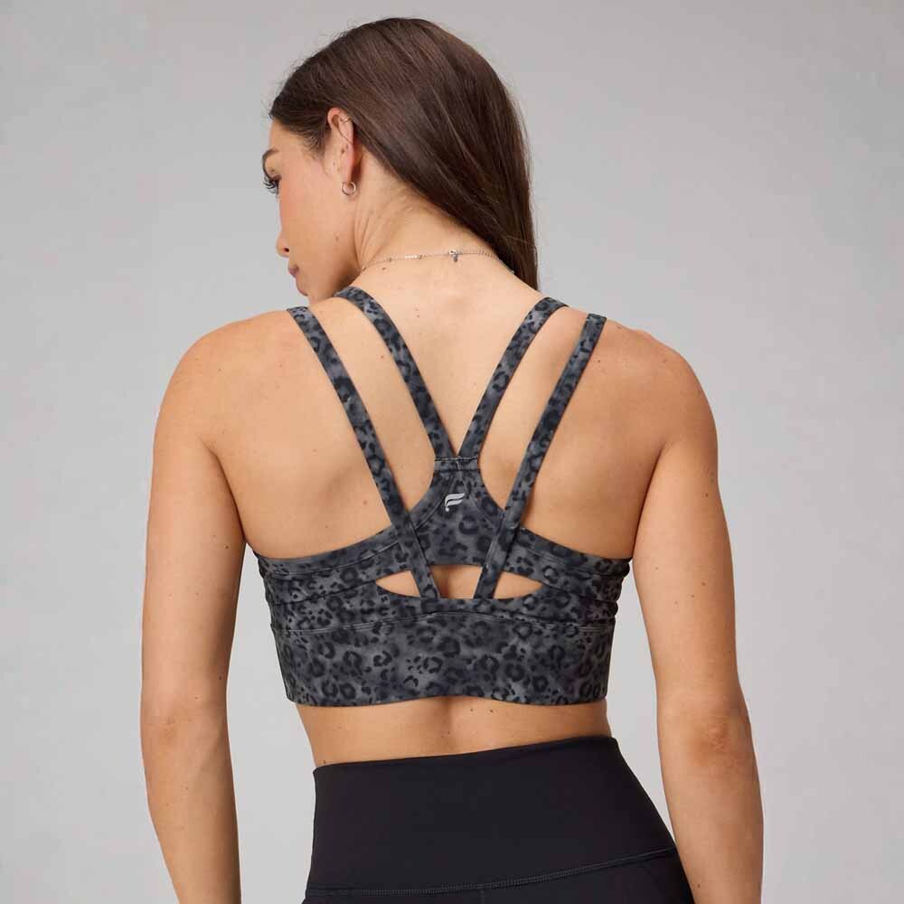 Bra Principal Longline Medium Impact Sports Mujer Black Blurred Animal