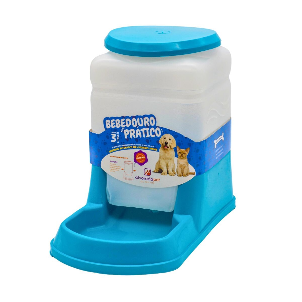 PLATO BEBEDERO AUTOMÁTICO PARA PERROS Y GATOS 3 LTS. - CELESTE 