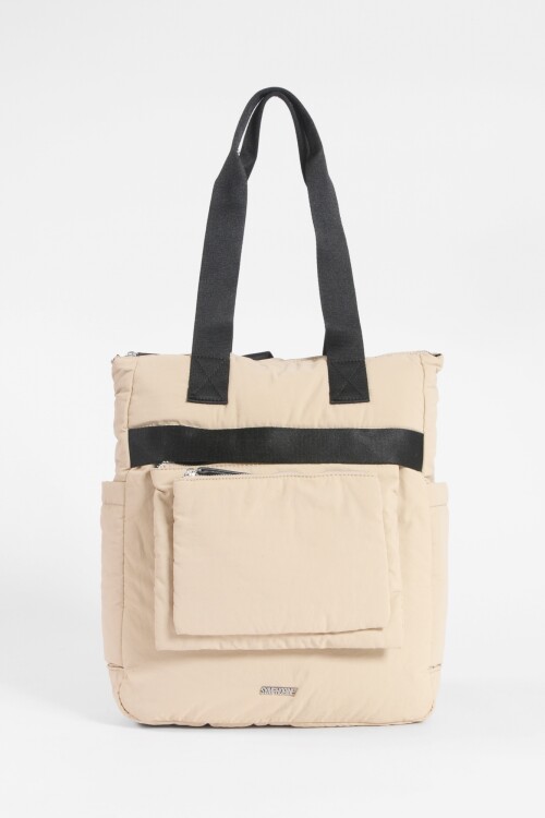 Mochila bolsillo removible beige