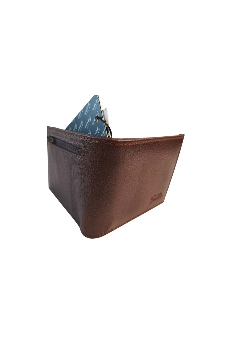 Billetera de cuero con cierre Marron