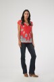 Blusa escote en V frente estampado rojo