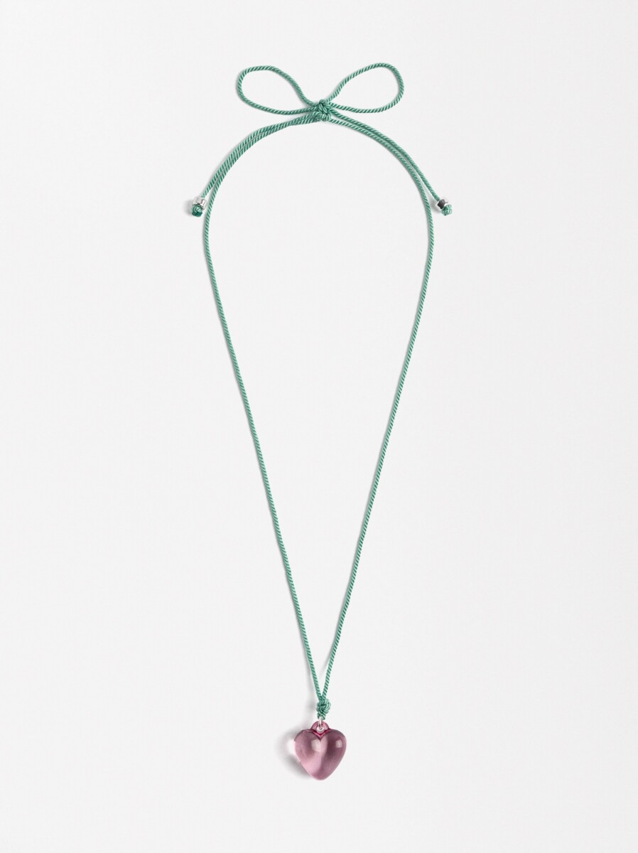 Collar Cordón Corazón - verde 