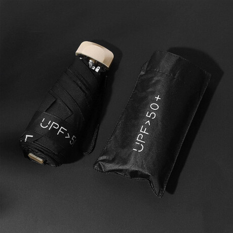 Paragua Compacto Plegable Ligero Impermeable con Filtro UV Negro