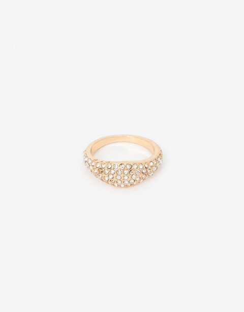 Anillos Medianos y Grandes Strass Anillo De Metal Con Strass - Dorado