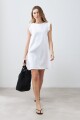 Vestido de lino con vivo metálico blanco