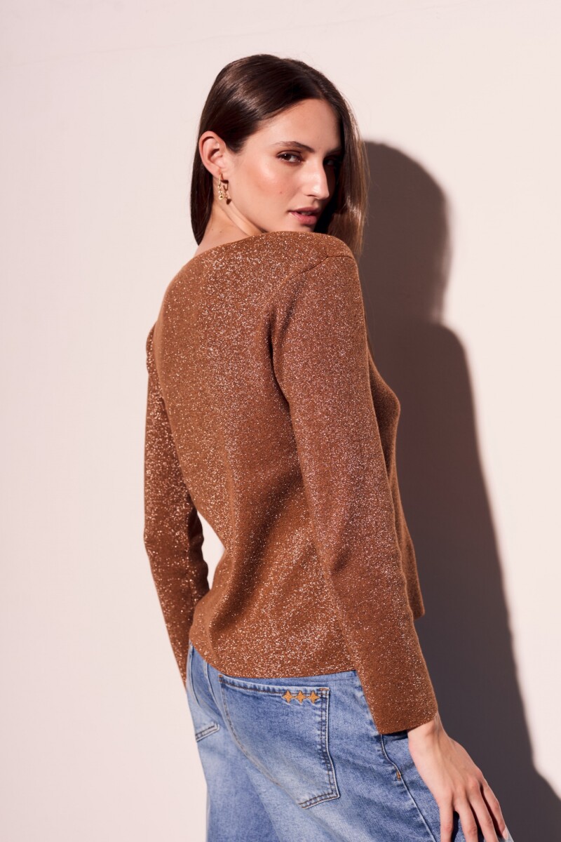 Cardigan Lurex Camel