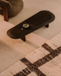 Mesa de centro Pirita de madera maciza de roble con acabado negro, 146 x 56,5 cm FSC 100%
