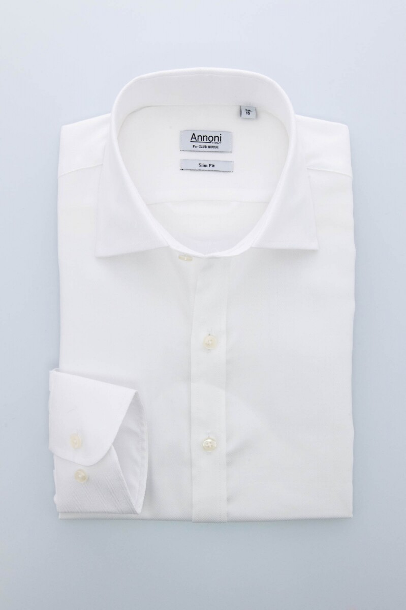 Camisa Annoni Short Collar Espigada - Blanco 