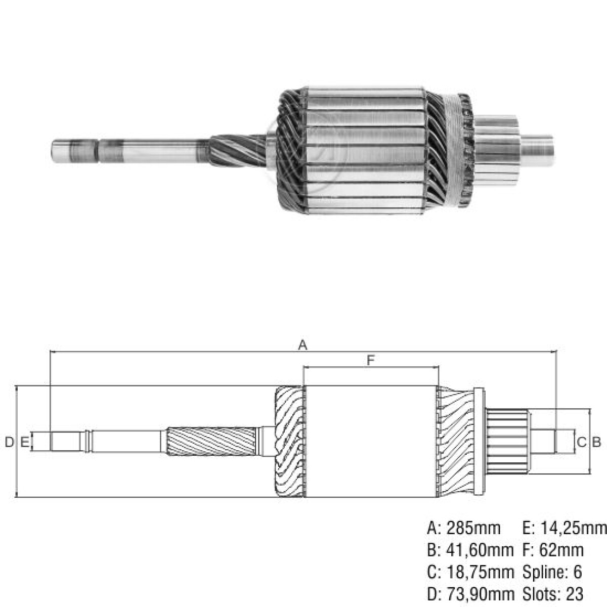 BOBINA ALTERNADOR ARRANQUE - WAPSA C10-P4.236 26D6E285L=IV.22823=IN.1023 ZM 